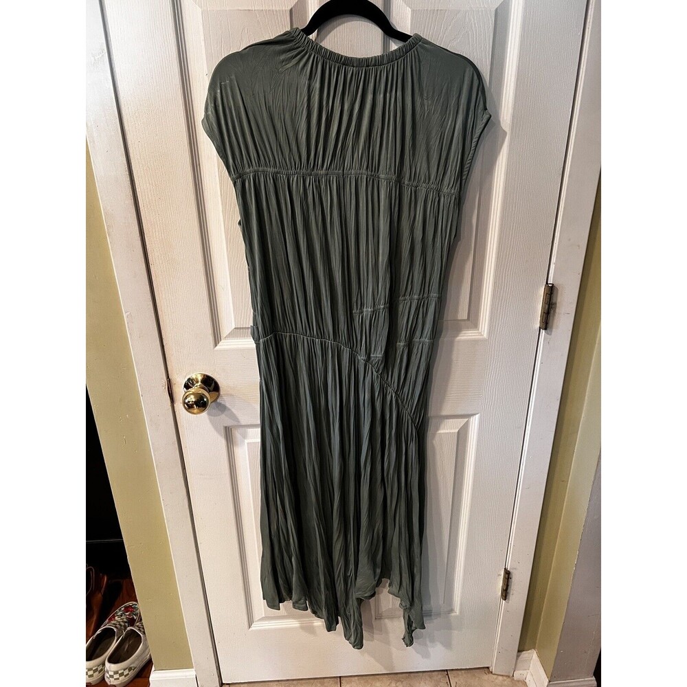 Zara Midi Dress Womens S Satin Wrinkle Effect Asymmetrical Hem Feminine Ethereal - Picture 7 of 9